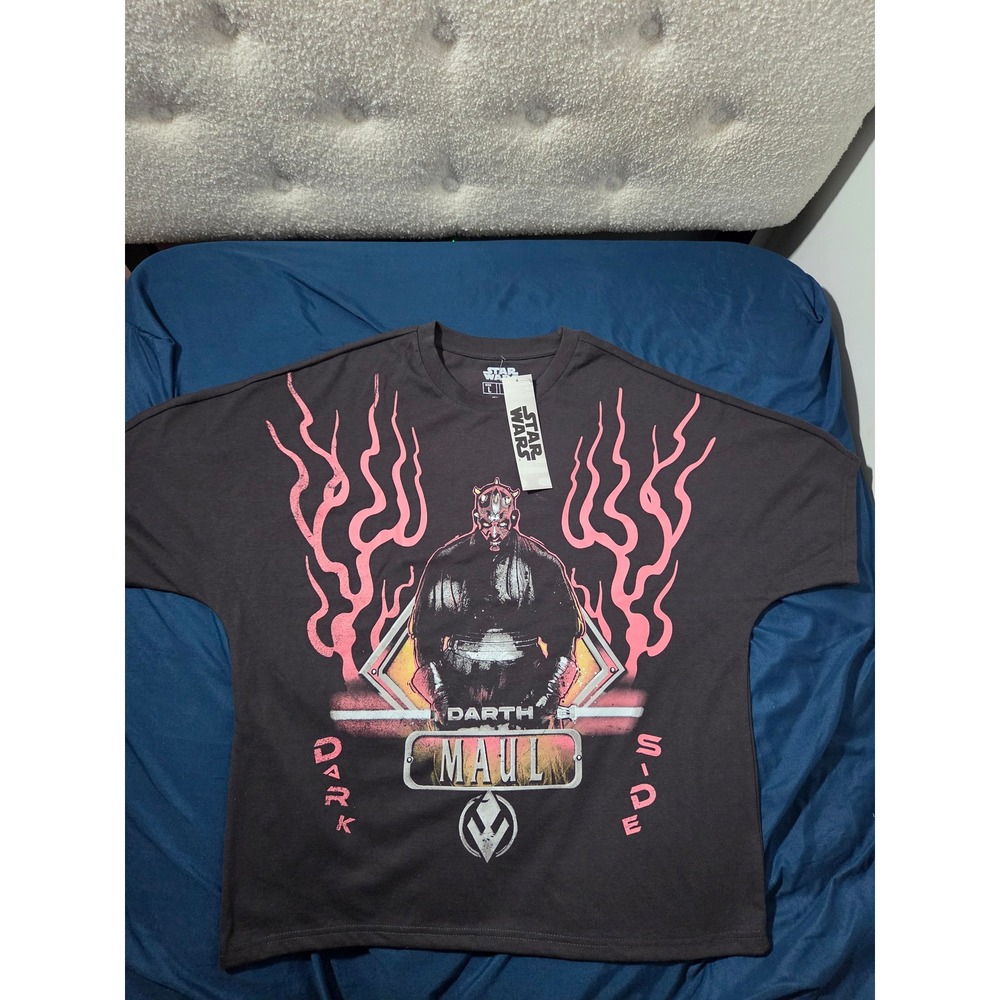 Star Wars Darth Maul Dark Side Graphic T-Shirt Mens Large Charcoal Oversized